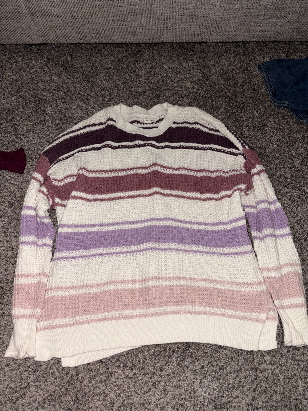 Aeropostale Striped Crewneck Sweater in Cream, Mauve, Lavender & Plum